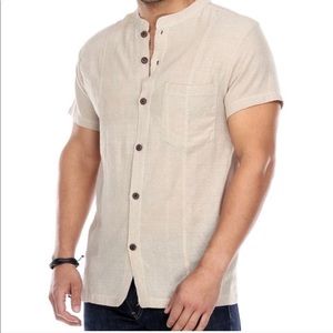 Men’s button down Kurta shirt natural